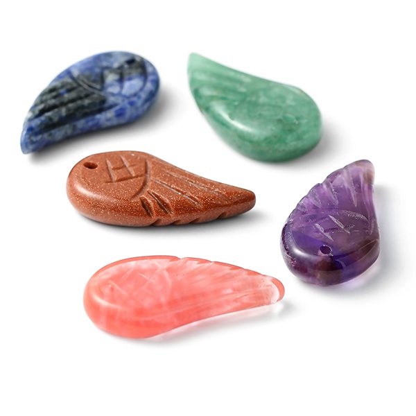 Wing semiprecious stones for natural pendant